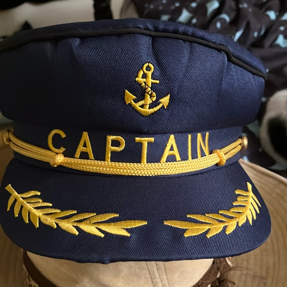 Captain hat navy blue biker sea rocker punk glam beach cabbie officer